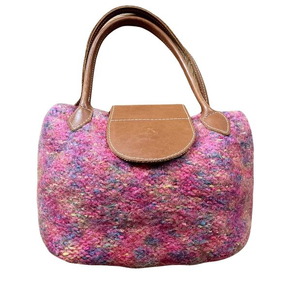 Tote Handbag Marled Woven Wool International Colorful Snap Closure Small Bag EUC - Picture 8 of 9
